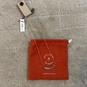 Anthropologie Lena Bernard Gold Necklace with Turquoise Detail